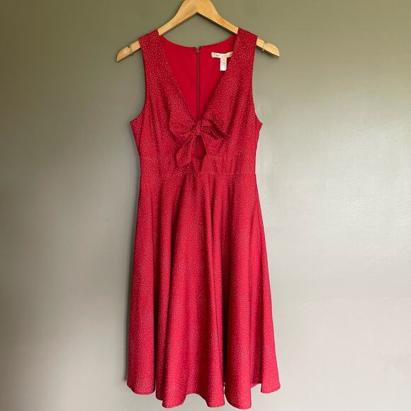Hutch Reese Dress Red Polka Dot Size Small A-Line Swingy Flowy Cutout Bow‎ Cute - Picture 3 of 16